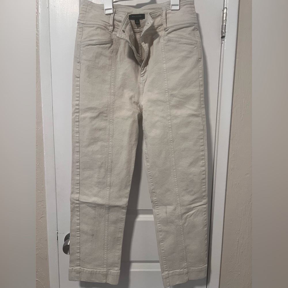 Ann Taylor Women's Straight Leg Cream Jeans